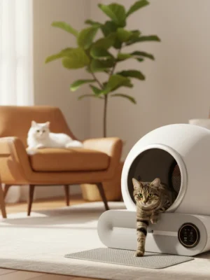 Litière automatique connectée et autonettoyante